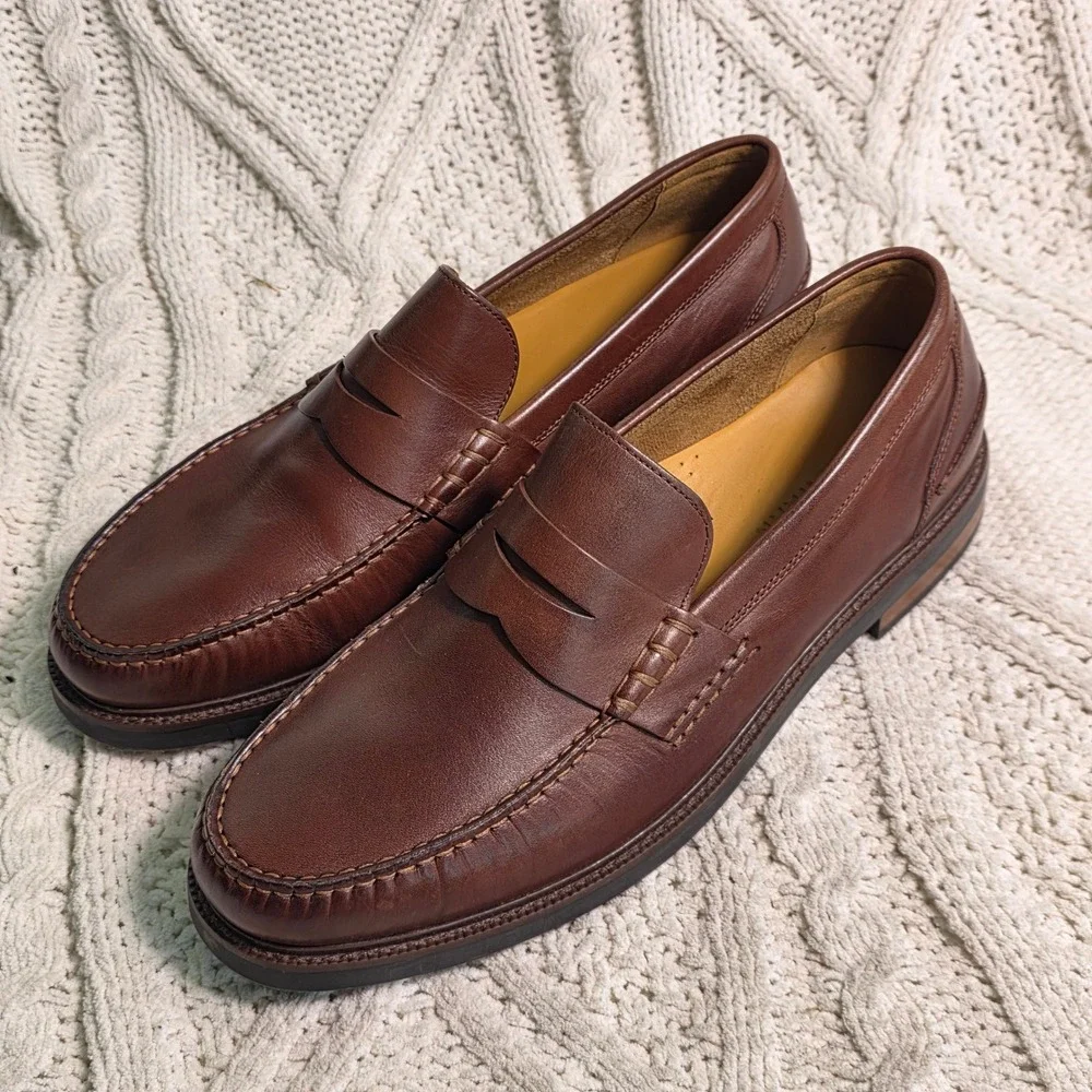 Cole Haan Pinch Prep Penny Loafer Scotch Brown Leather Mens 10.5M NEW